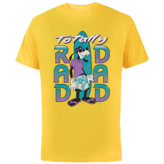 Disney Goofy Totally Rad Dad Father’s Day Surfing Distressed - Short Sleeve Cotton T-Shirt for Adults - Customized-Yellow