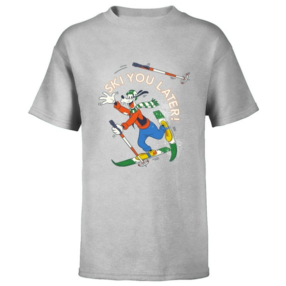 Disney Goofy Winter Sports Skiing Retro Ski You Later - Short Sleeve T-Shirt for Kids - Customized-Athletic Heather