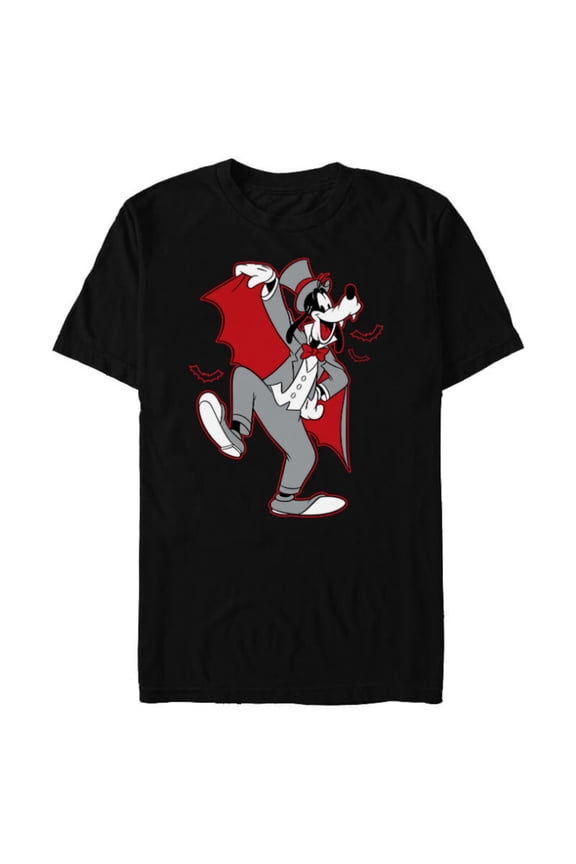 Goofy in Dracula Costume Halloween - Short Sleeve Blended T-Shirt for Adults - Customized-Black