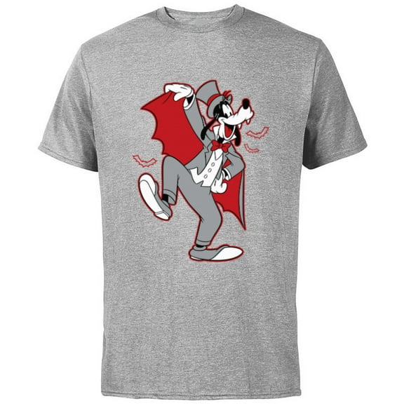 Disney Goofy in Dracula Costume Halloween - Short Sleeve Cotton T-Shirt for Adults - Customized-Athletic Heather