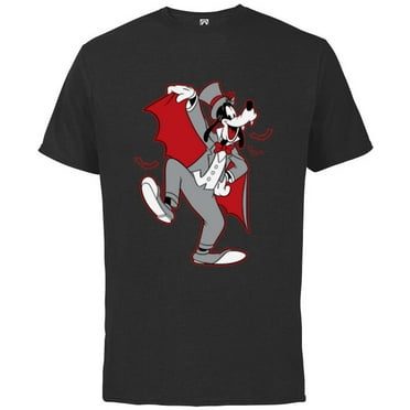 Disney Goofy in Dracula Costume Halloween - Short Sleeve Cotton T-Shirt for Adults - Customized-Black