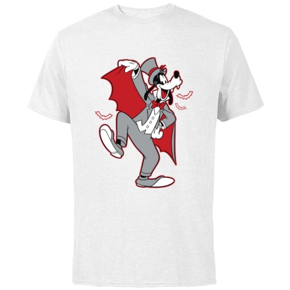 Disney Goofy in Dracula Costume Halloween - Short Sleeve Cotton T-Shirt for Adults - Customized-White