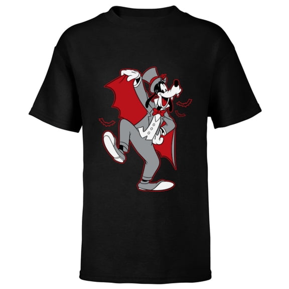 Disney Goofy in Dracula Costume Halloween - Short Sleeve T-Shirt for Kids - Customized-Black