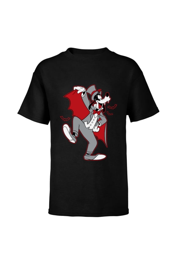 Goofy in Dracula Costume Halloween - Short Sleeve T-Shirt for Kids - Customized-Black