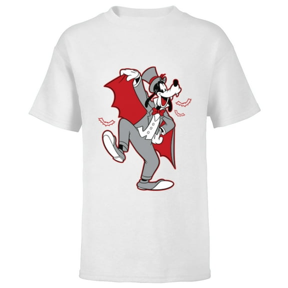 Disney Goofy in Dracula Costume Halloween - Short Sleeve T-Shirt for Kids - Customized-White