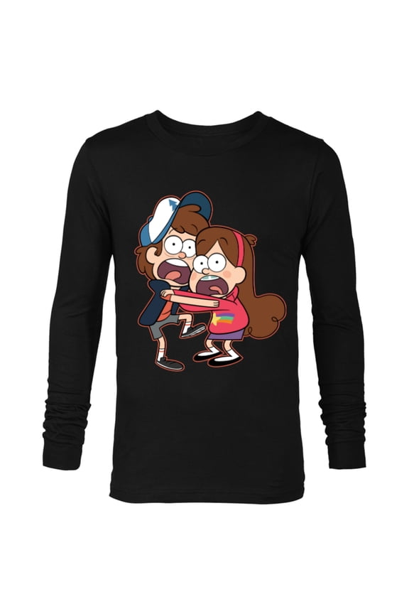 Gravity Falls Dipper and Mabel Pines - Long Sleeve T-Shirt for Men - Customized-Black