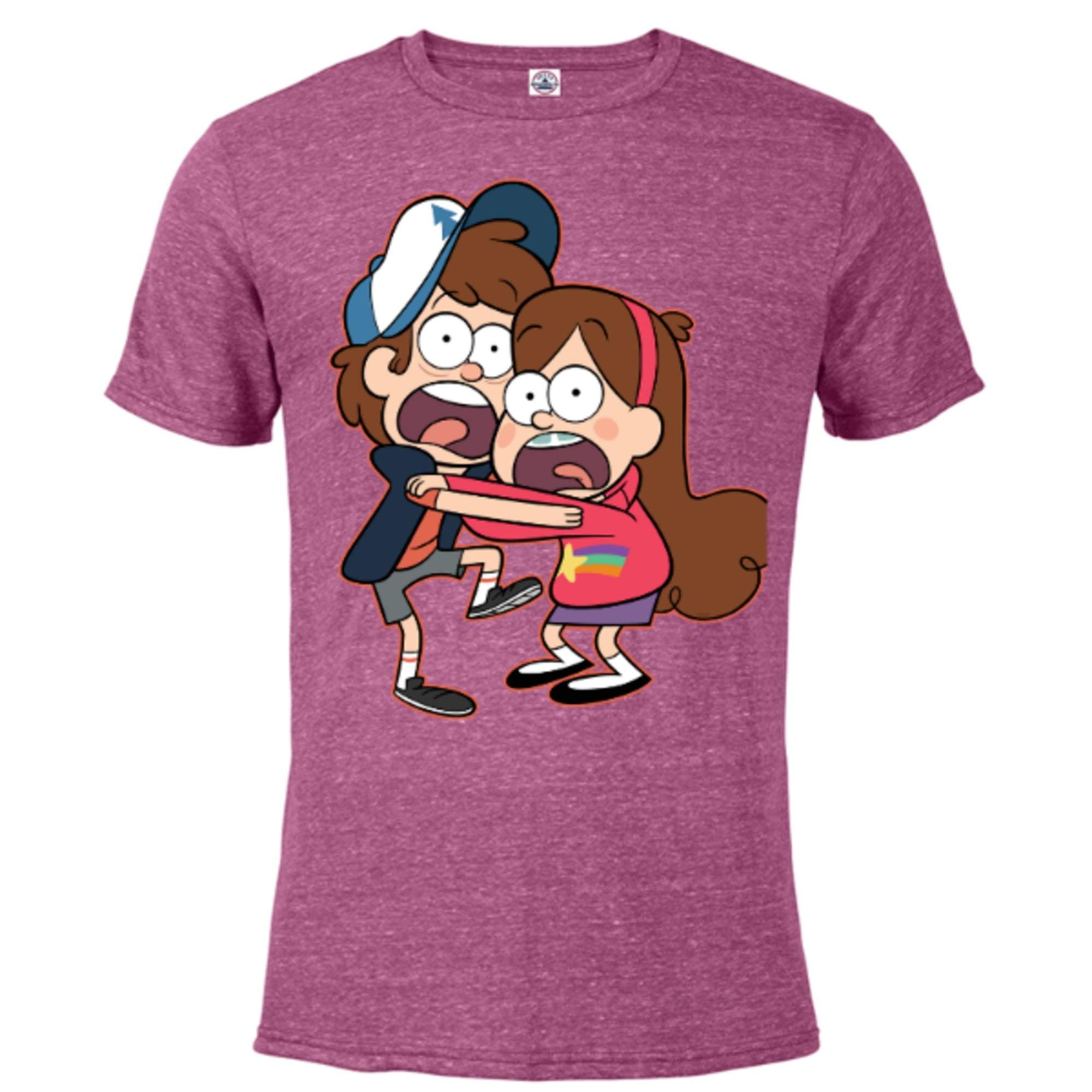 Disney Gravity Falls Dipper and Mabel Pines - Short Sleeve Blended T-Shirt  for Adults - Customized-Berry Snow Heather 
