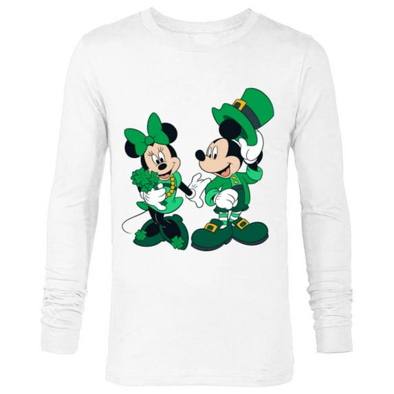 Disney Green Leprechaun Mickey & Minnie St. Patrick's Day - Long Sleeve T-Shirt for Men - Customized-White