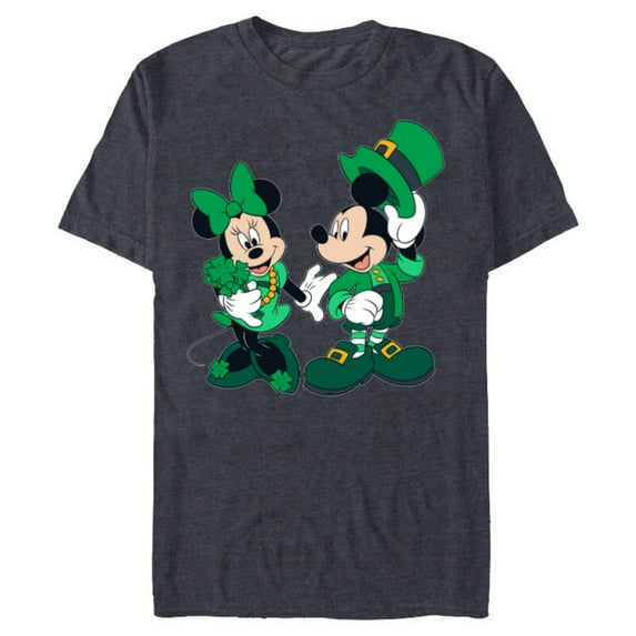Disney Green Leprechaun Mickey & Minnie St. Patrick's Day - Short Sleeve Blended T-Shirt for Adults - Customized-Navy Heather