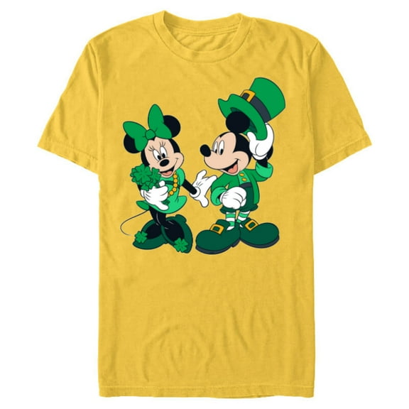 Disney Green Leprechaun Mickey & Minnie St. Patrick's Day - Short Sleeve Blended T-Shirt for Adults - Customized-Yellow