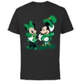 thumbnail image 1 of Disney Green Leprechaun Mickey & Minnie St. Patrick's Day - Short Sleeve Cotton T-Shirt for Adults - Customized-Black, 1 of 5