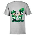 thumbnail image 1 of Disney Green Leprechaun Mickey & Minnie St. Patrick's Day - Short Sleeve T-Shirt for Kids - Customized-Athletic Heather, 1 of 5