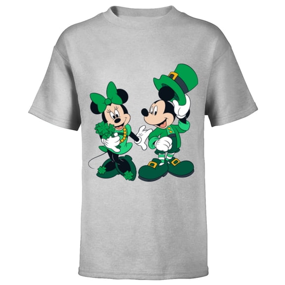 Disney Green Leprechaun Mickey & Minnie St. Patrick's Day - Short Sleeve T-Shirt for Kids - Customized-Athletic Heather