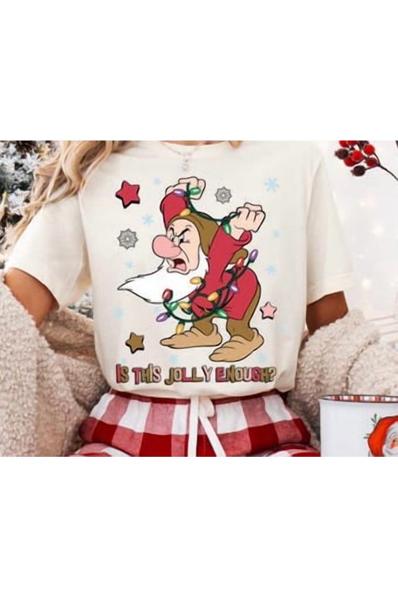 Disney Grumpy Xmas Shirt, Is This Jolly Enough, Wdw Xmas Holiday, Disneyland Xmas Family Trip, Xmas Party, Black Tshirt