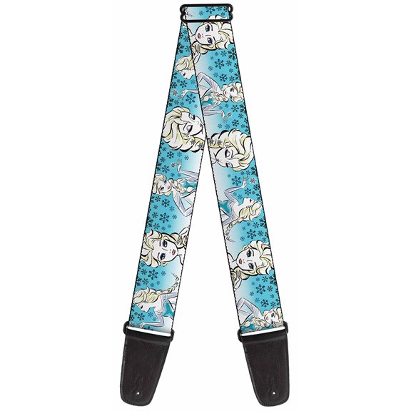 Disney Guitar Strap, Anna Snowflakes Frozen Art Collection Poses, 2 Inches Wide
