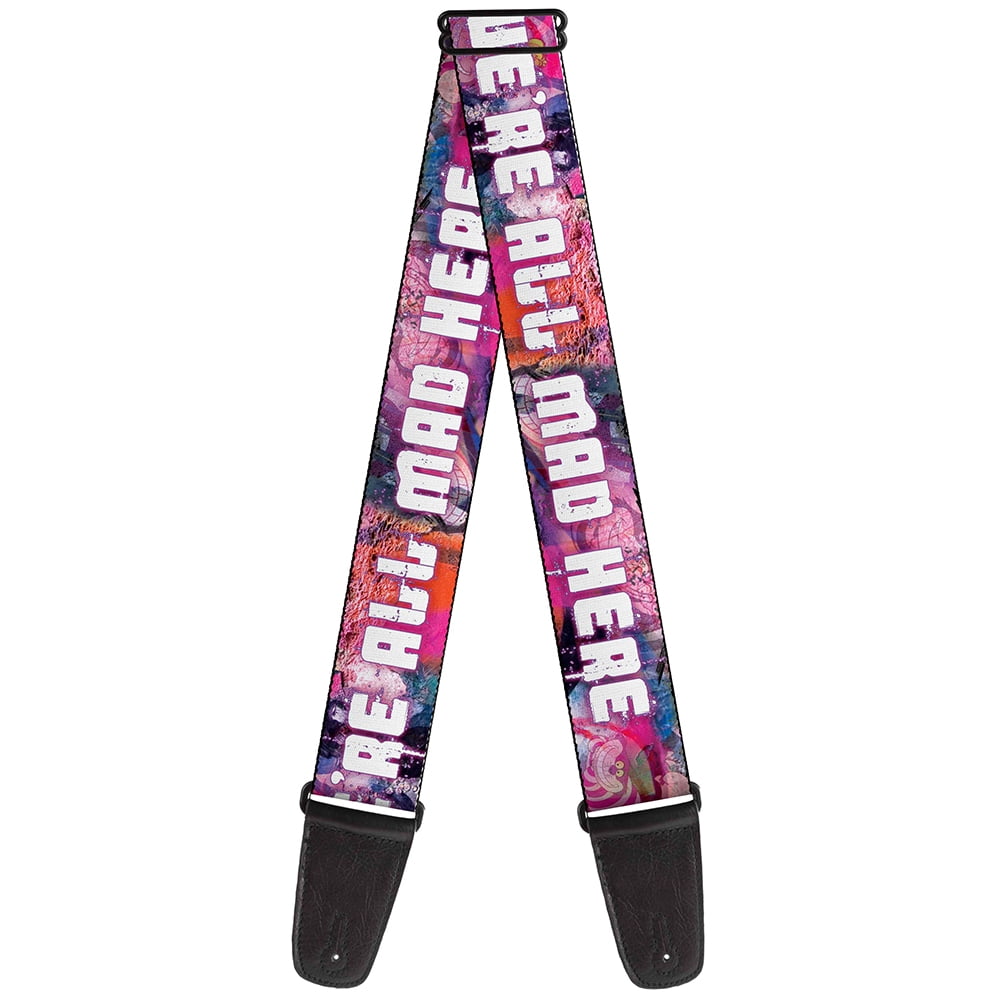 Disney Guitar Strap, Transparent Cheshire Cat Poses Were All Mad Here, 2 Inches Wide