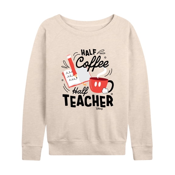 Disney - Half Coffee Half Teacher - Women's Lightweight French Terry Long Sleeve Shirt
