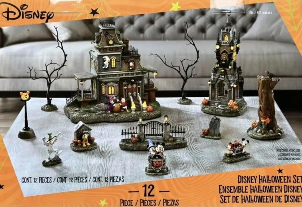 Disney Halloween Haunted Village Set, 12PiecePlays Haunting Music and