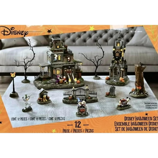Disney Halloween Haunted Village Set, 12PiecePlays Haunting Music and
