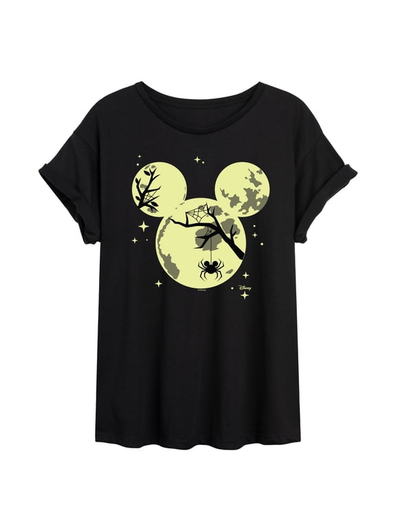 - Halloween Mickey Head - Juniors Oversized Graphic T-Shirt