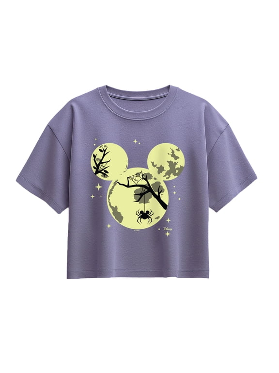 - Halloween Mickey Head Girls' Short Sleeve Boxy Graphic T-Shirt