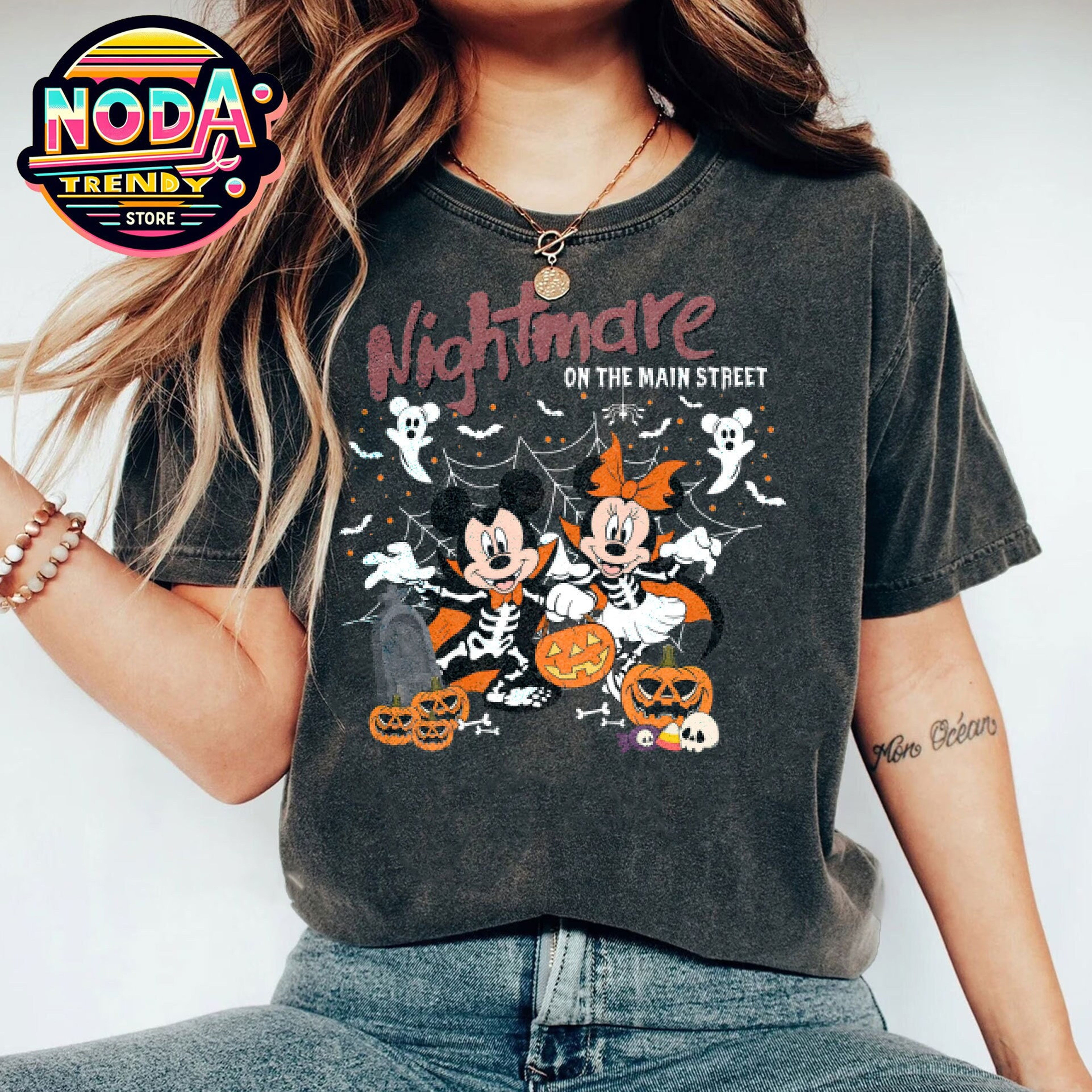 Disney Halloween Mickey Minnie Skeleton Shirt, VIntage Mickey Nightmare