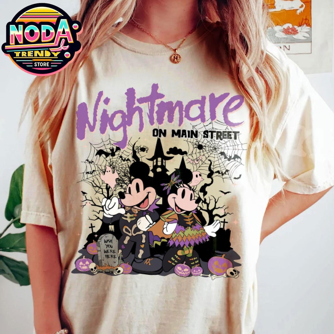 Disney Halloween Nightmare On Main Street Shirt, Mickey Minnie New
