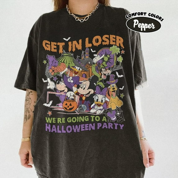 Disney Halloween Party Comfort Colors Shirt, Get In Loser Mickey & Friends Tee