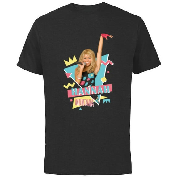 Disney Hannah Montana 90s - Short Sleeve Cotton T-Shirt for Adults -Customized-Black