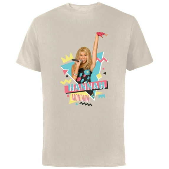 Disney Hannah Montana 90s - Short Sleeve Cotton T-Shirt for Adults -Customized-Natural