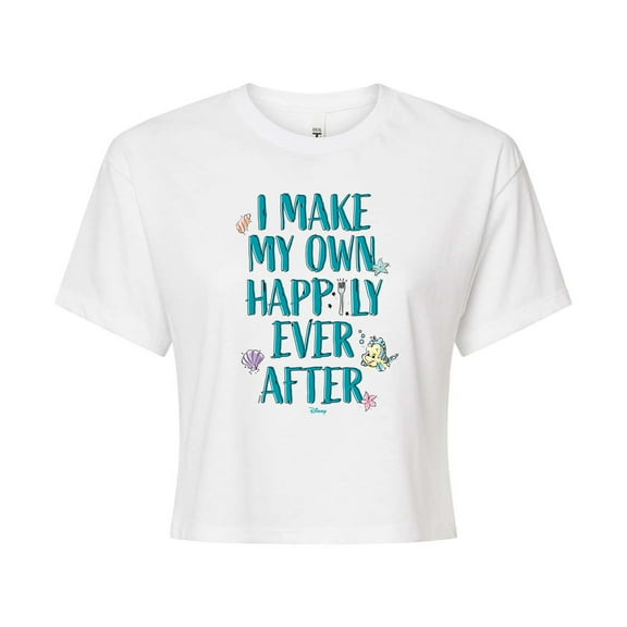 Disney - Happily Ever After Ariel  - Juniors Cropped Cotton Blend T-Shirt