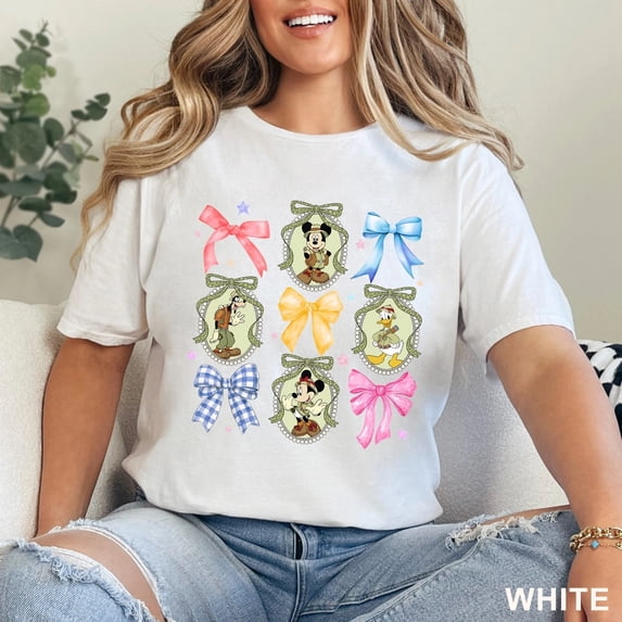 Disney Happy Coquette Bow Minnie Mouse Ear Silhouette Pastel T-shirt