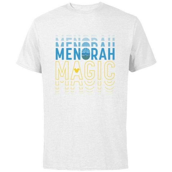 Disney Happy Hanukkah Menorah Magic - Short Sleeve Cotton T-Shirt for Adults - Customized-White
