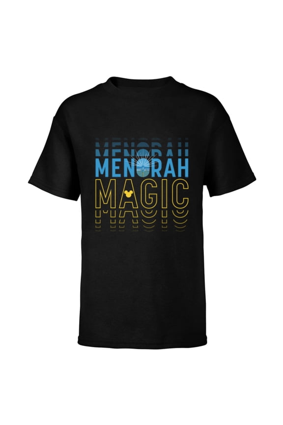 Happy Hanukkah Menorah Magic - Short Sleeve T-Shirt for Kids - Customized-Black