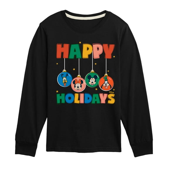 Disney - Happy Holidays Ornament Heads - Toddler & Youth Long Sleeve Graphic T-Shirt