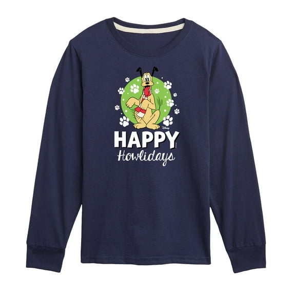 Disney - Happy Howlidays Pluto Christmas - Toddler & Youth Long Sleeve Graphic T-Shirt