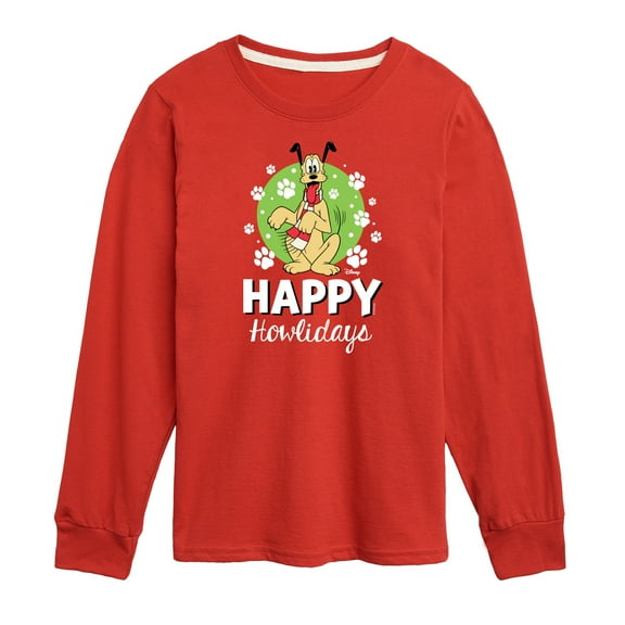Disney - Happy Howlidays Pluto Christmas - Toddler & Youth Long Sleeve Graphic T-Shirt