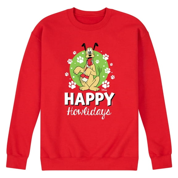Disney - Happy Howlidays Pluto - Men's Crew Fleece Sweatshirt Sweatshirt
