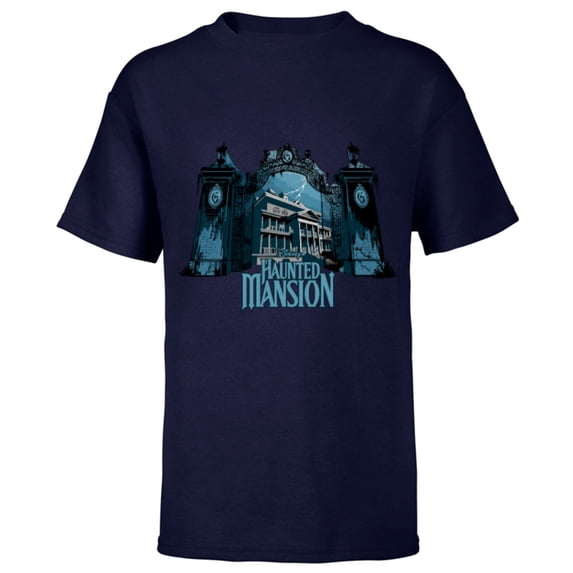 Disney Haunted Mansion Movie Gracey Manor Gates - Short Sleeve T-Shirt for Kids - Customized-Navy