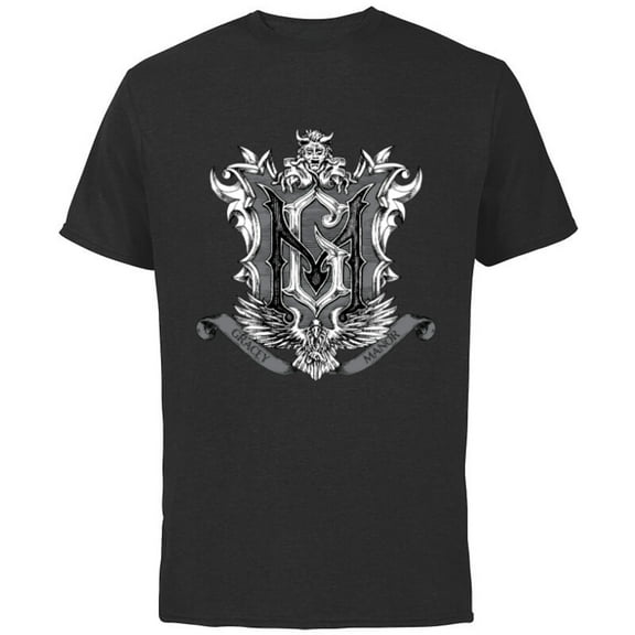Disney Haunted Mansion Movie Gracey Manor Shield Crest - Short Sleeve Cotton T-Shirt for Adults - Customized-Black