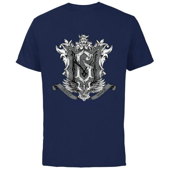 Disney Haunted Mansion Movie Gracey Manor Shield Crest - Short Sleeve Cotton T-Shirt for Adults - Customized-Navy