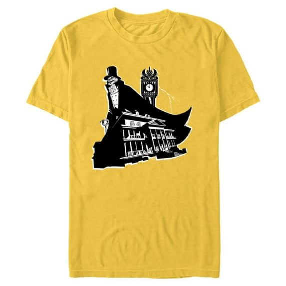 Disney Haunted Mansion Movie Hatbox Ghost Grandfather Clock - Short Sleeve Blended T-Shirt for Adults - Customized-Yellow
