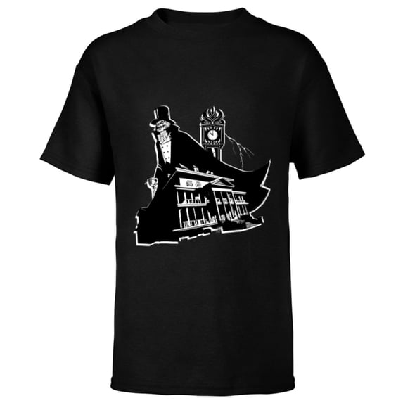 Disney Haunted Mansion Movie Hatbox Ghost Grandfather Clock - Short Sleeve T-Shirt for Kids - Customized-Black