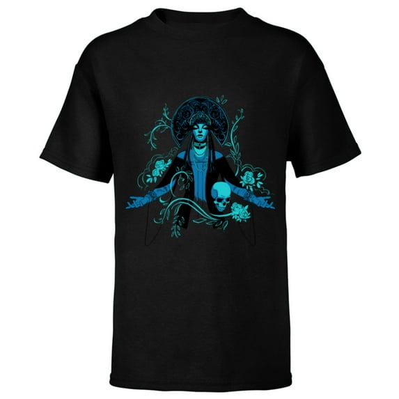 Disney Haunted Mansion Movie Psychic Harriet Illustration - Short Sleeve T-Shirt for Kids - Customized-Black