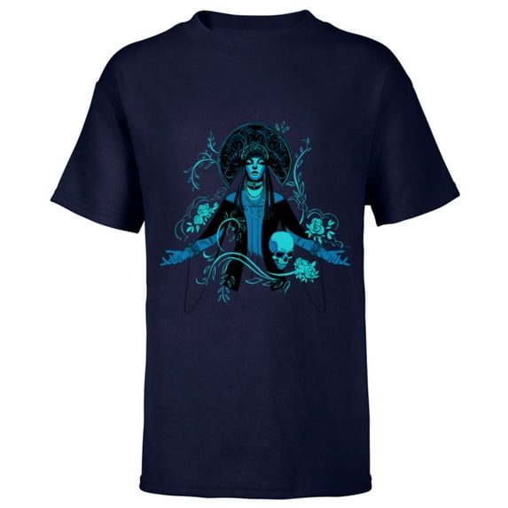 Disney Haunted Mansion Movie Psychic Harriet Illustration - Short Sleeve T-Shirt for Kids - Customized-Navy