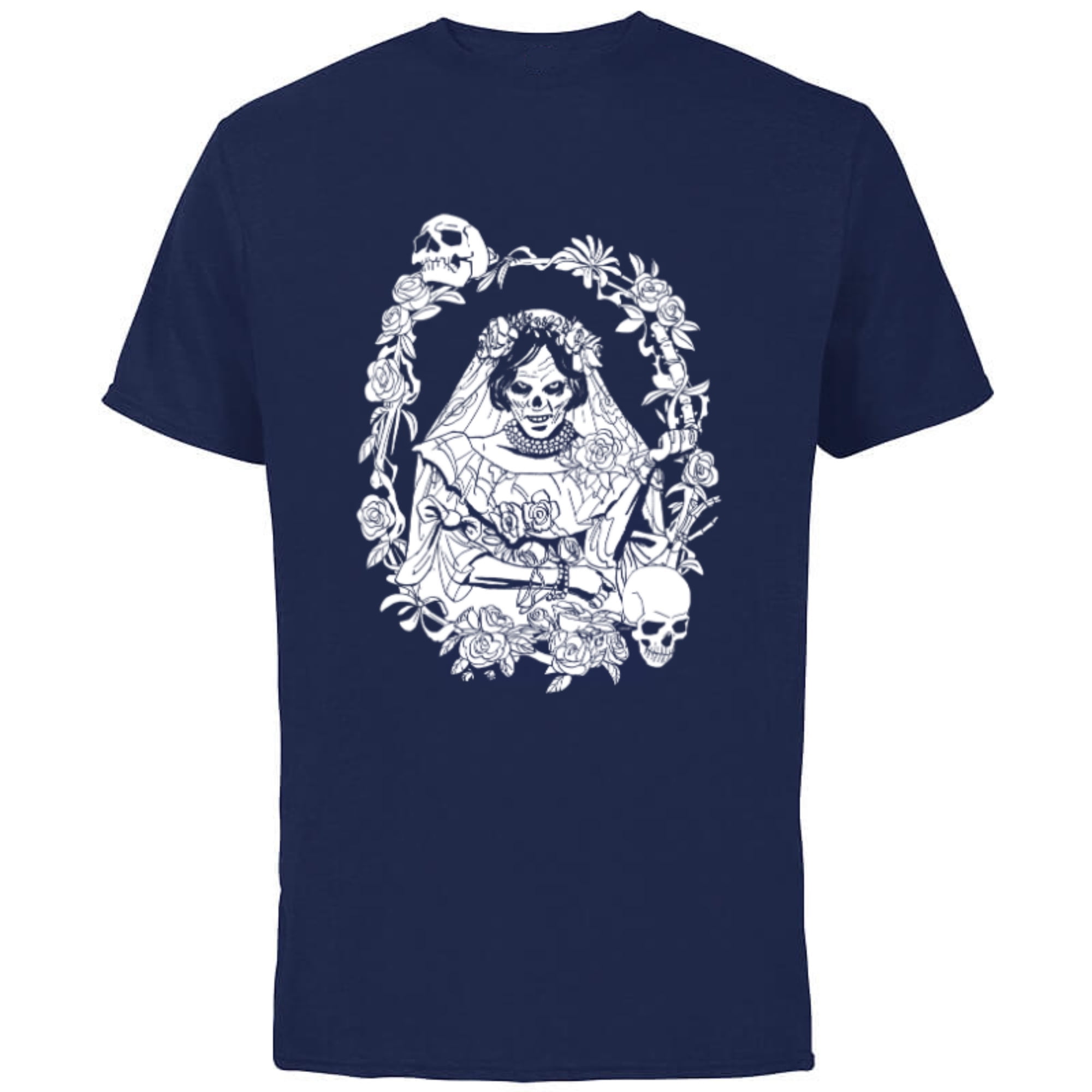 Biker T-Shirt - Ghost Skull Double Sided Print, 100% Cotton Men's Tee