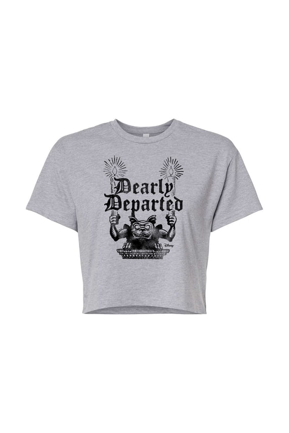- Haunted Mansion Parks Attraction - Dearly Departed - Juniors Cropped Cotton Blend T-Shirt