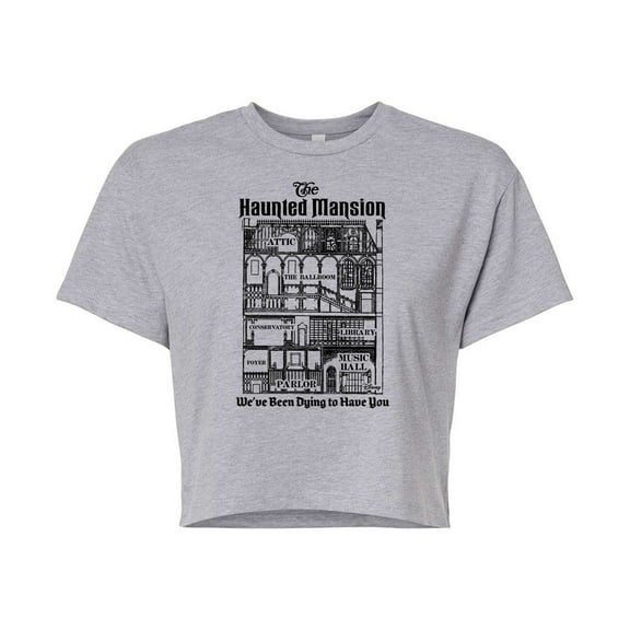 Disney - Haunted Mansion Parks Attraction - We've Been Dying to Have You - Juniors Cropped Cotton Blend T-Shirt