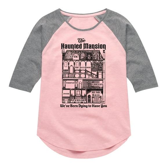 Disney - Haunted Mansion Parks Attraction - We've Been Dying to Have You - Toddler & Youth Girls Raglan Graphic T-Shirt