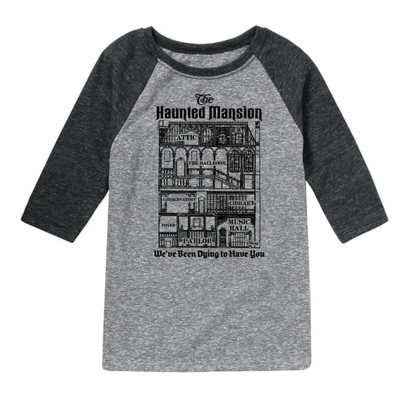 Disney - Haunted Mansion Parks Attraction - We've Been Dying to Have You - Toddler & Youth Raglan Graphic T-Shirt